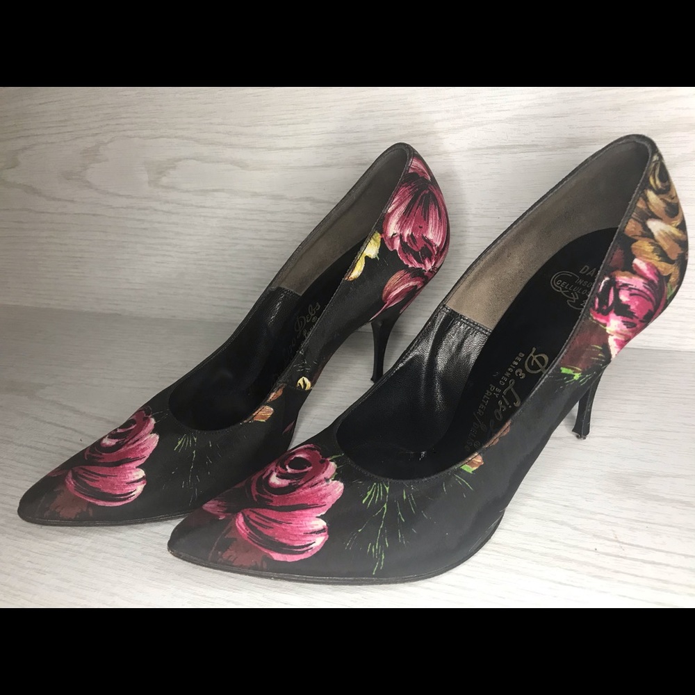 VTG Handpainted DeLiso Debs Stiletto Blade Heels 5